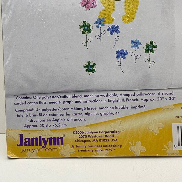 Disney Janlynn Winnie Pooh Stamped Cross Stitch Pillowcase Kit 20"x30" Floss Vtg - Picture 5 of 6